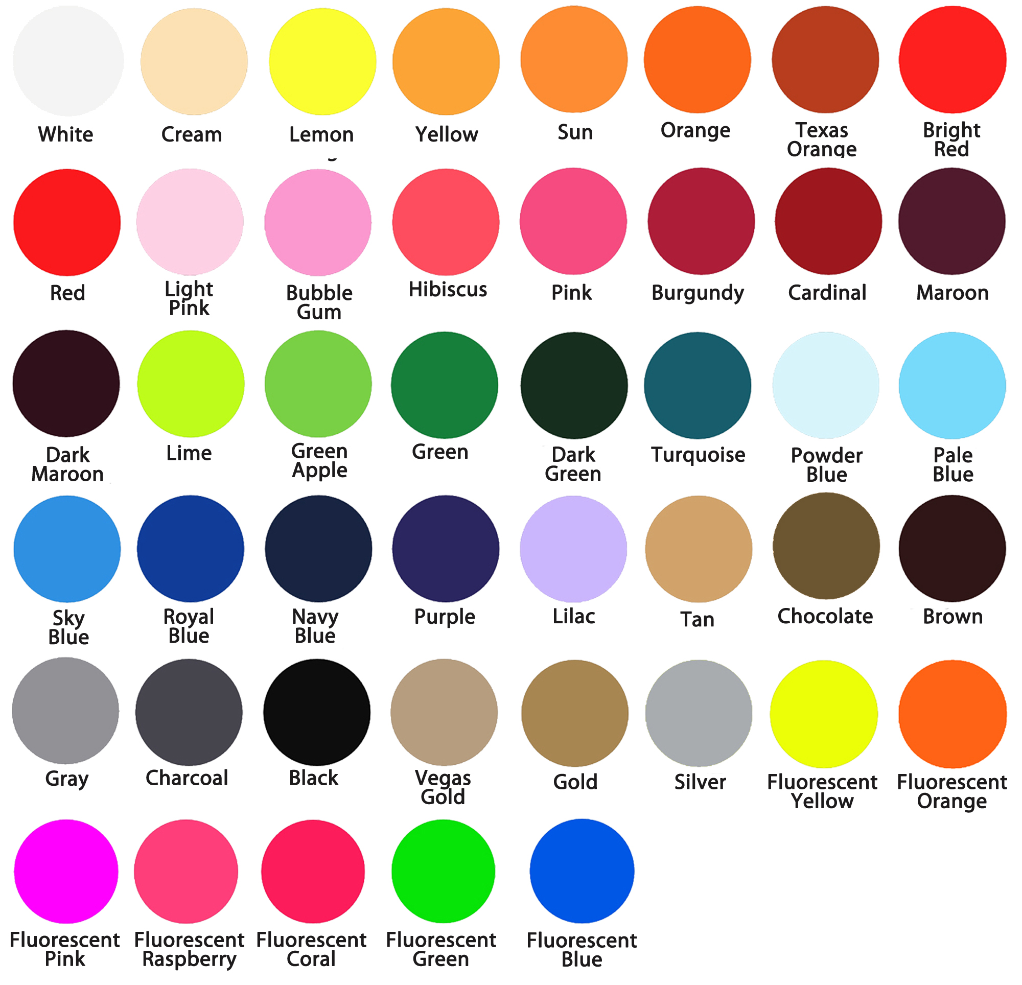 Siser Easyweed Stretch Color Chart