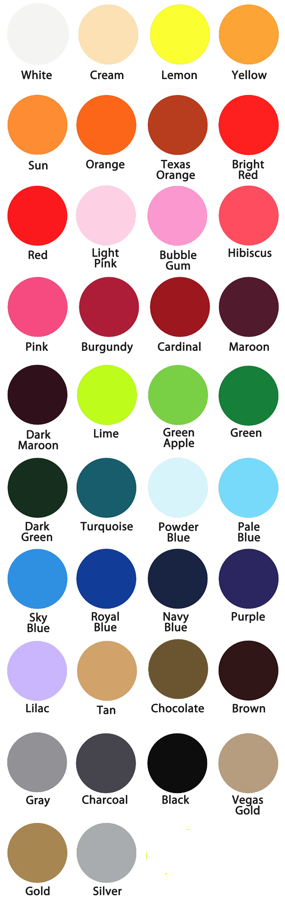 Siser Glitter Color Chart
